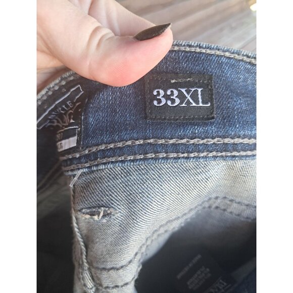 Buckle Black Fit No. 9 Bootleg Jeans Mens Size 33 Xl Distressed Stretch Denim - Picture 4 of 4